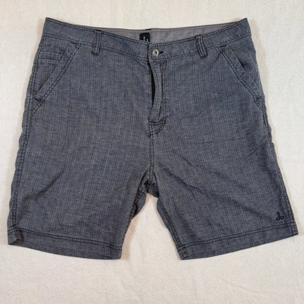 Prana Hemp Blend Shorts Mens Gray Casual Comfort Size 38x8L